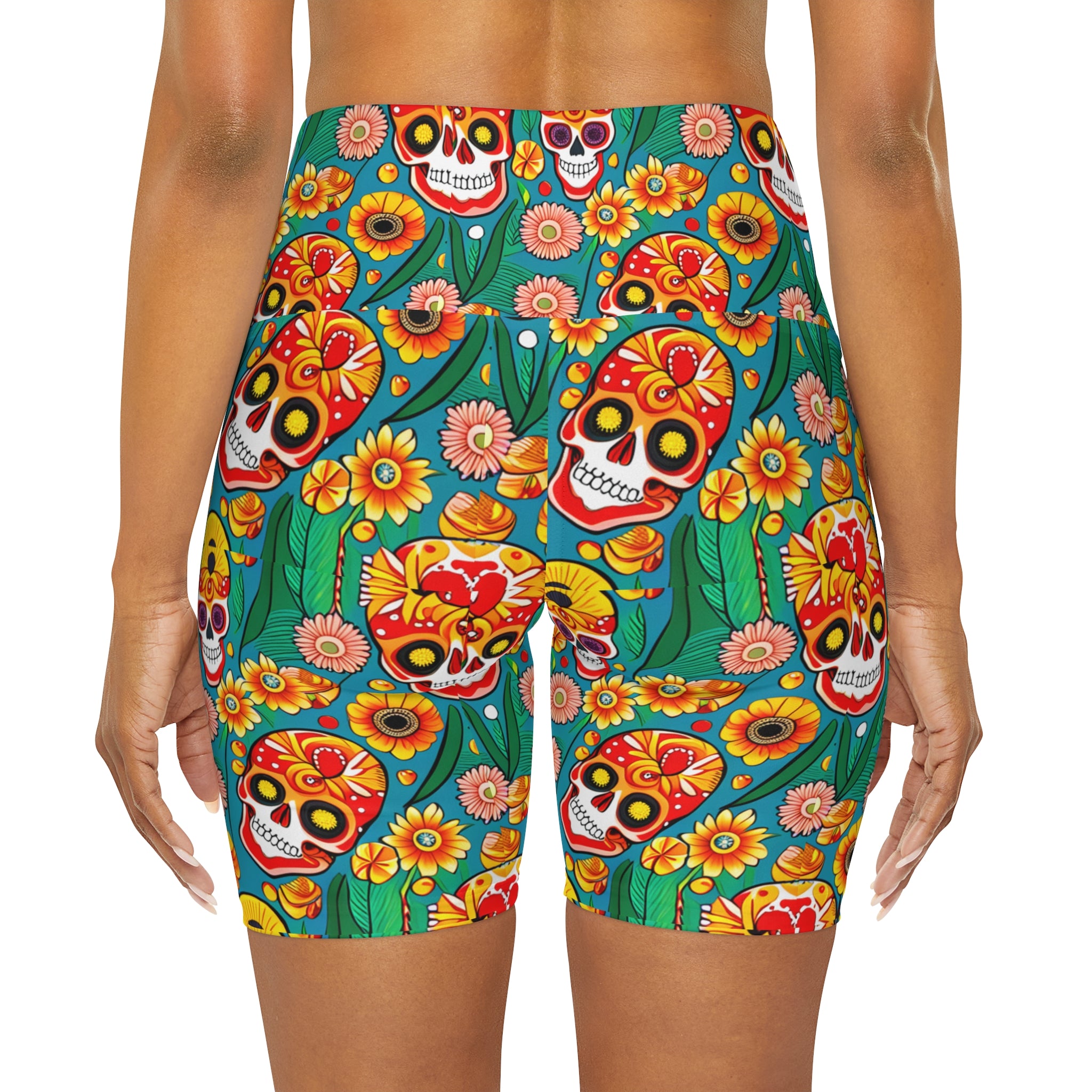 Groovy Summertime Skulls Yoga Shorts